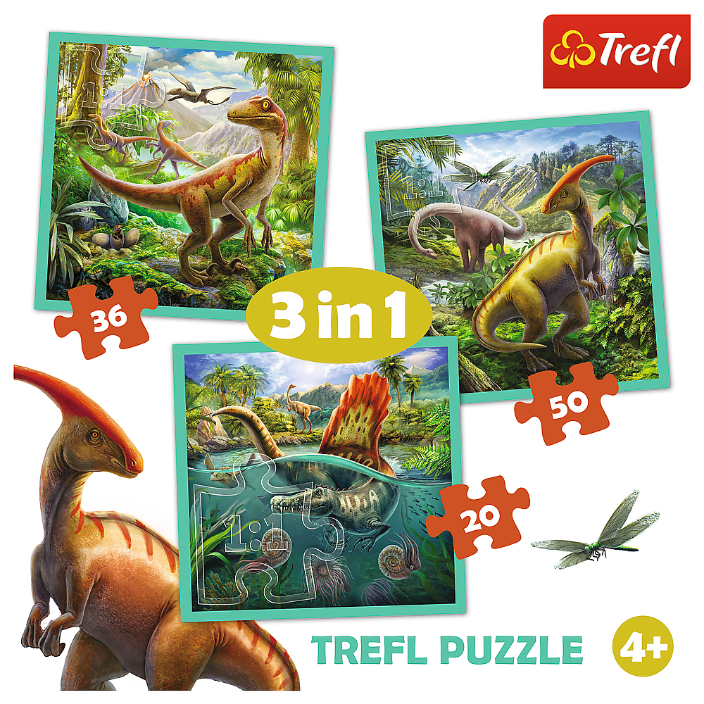 Preschool 3 in 1 Puzzle - The extraordinary world of dinosaur