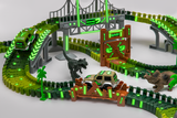 Dinosaur Race Car Journey Track Set Toy, STEM Glow In The Dark Toy