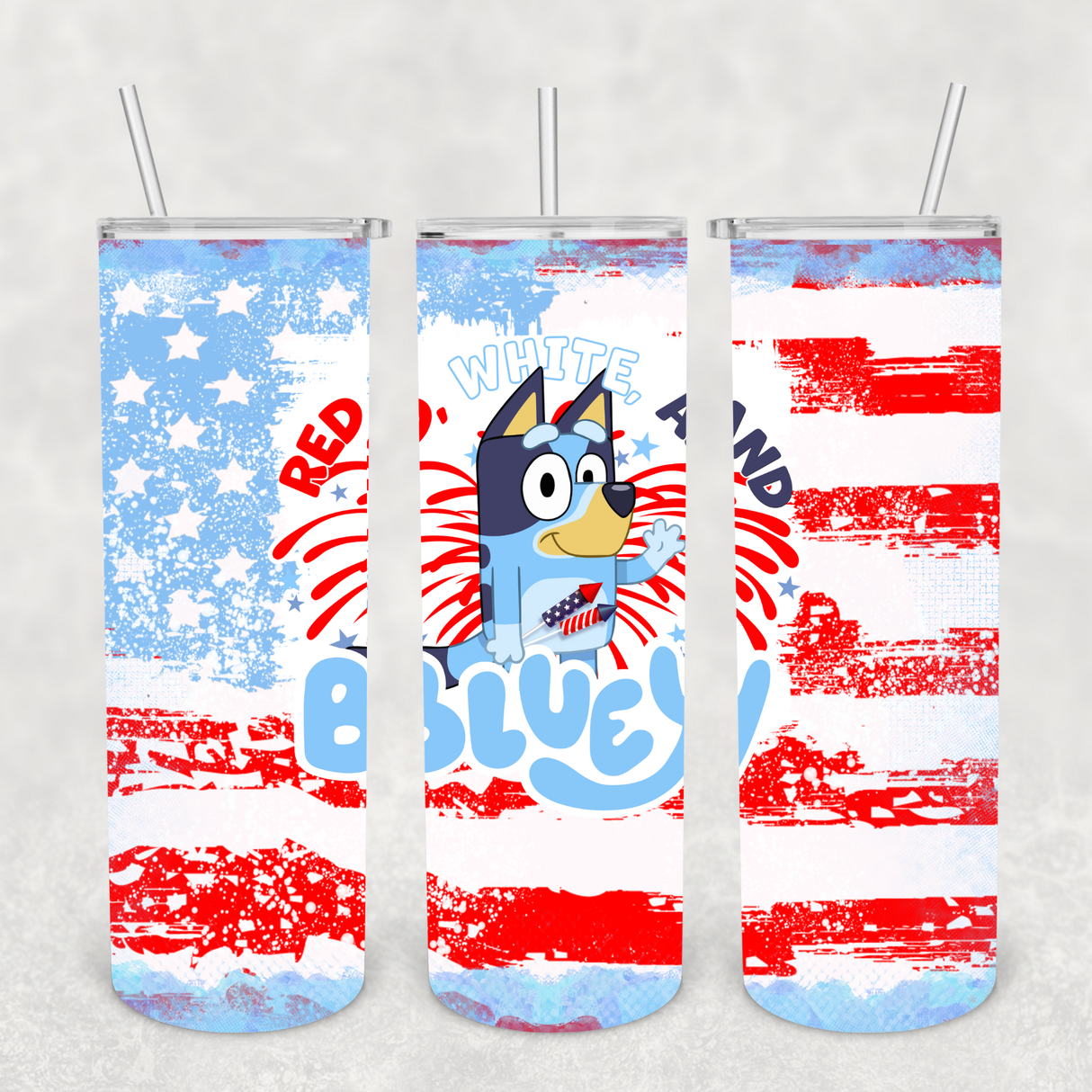 Bluey! Red White and Blue Cartoon 20oz Tumbler