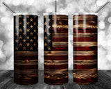 American Flag Wood Edition 20oz Tumbler (with Straw)