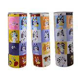 Bluey Tumbler – Family Fun Pup Collage 20oz Tumbler with Straw