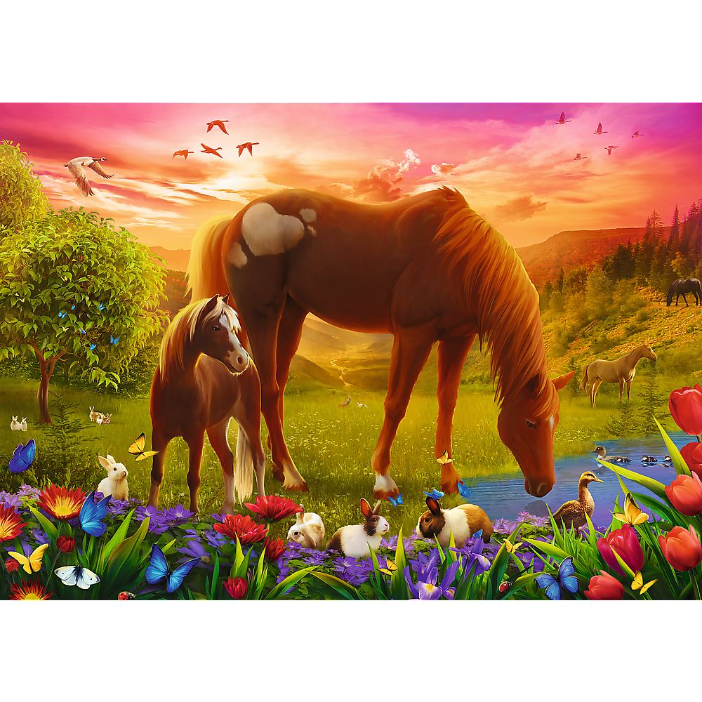 500 Piece Jigsaw Puzzle - Family of Horses