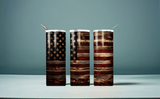 American Flag Wood Edition 20oz Tumbler (with Straw)