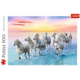 Red 500 Piece Puzzle - Galloping white horses