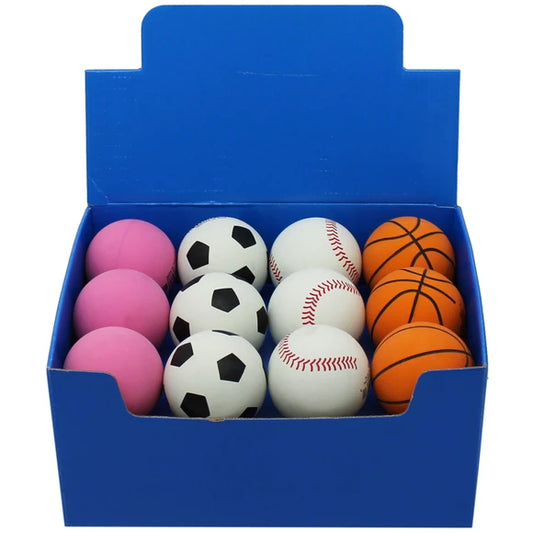 Rubber Bouncy Balls (Baseball, Basketball, Soccer & Pink)