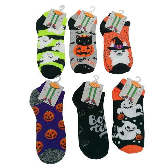 Halloween No Show & Crew Socks Size 9-11