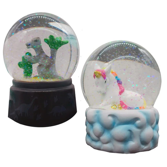 3.5" Glitter Snow Globe (Dinosaur, Panda Bear, Astronaut, Unicorn, Dolphin)