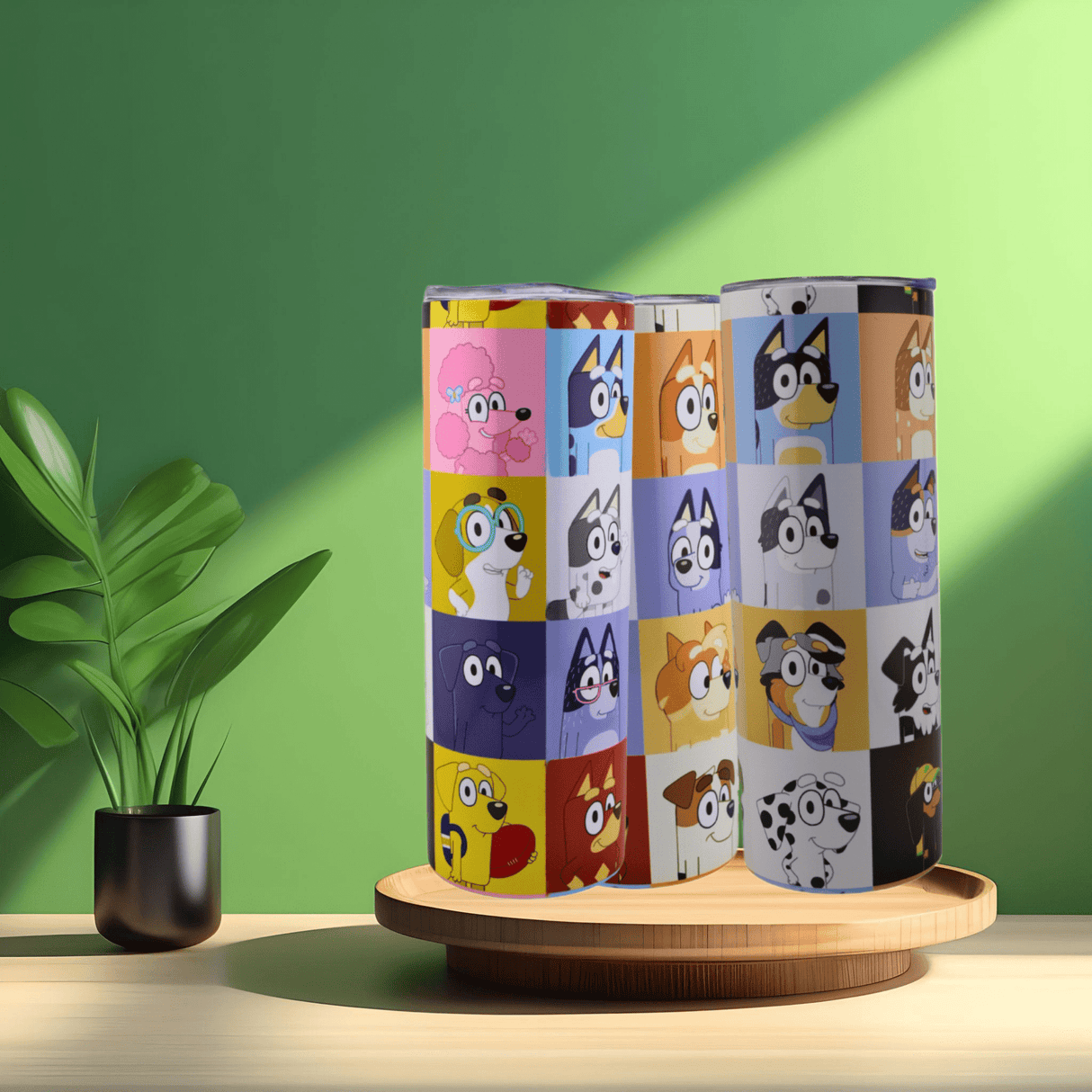 Bluey Tumbler – Family Fun Pup Collage 20oz Tumbler with Straw
