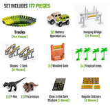 Dinosaur Race Car Journey Track Set Toy, STEM Glow In The Dark Toy