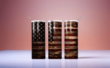 American Flag Wood Edition 20oz Tumbler (with Straw)