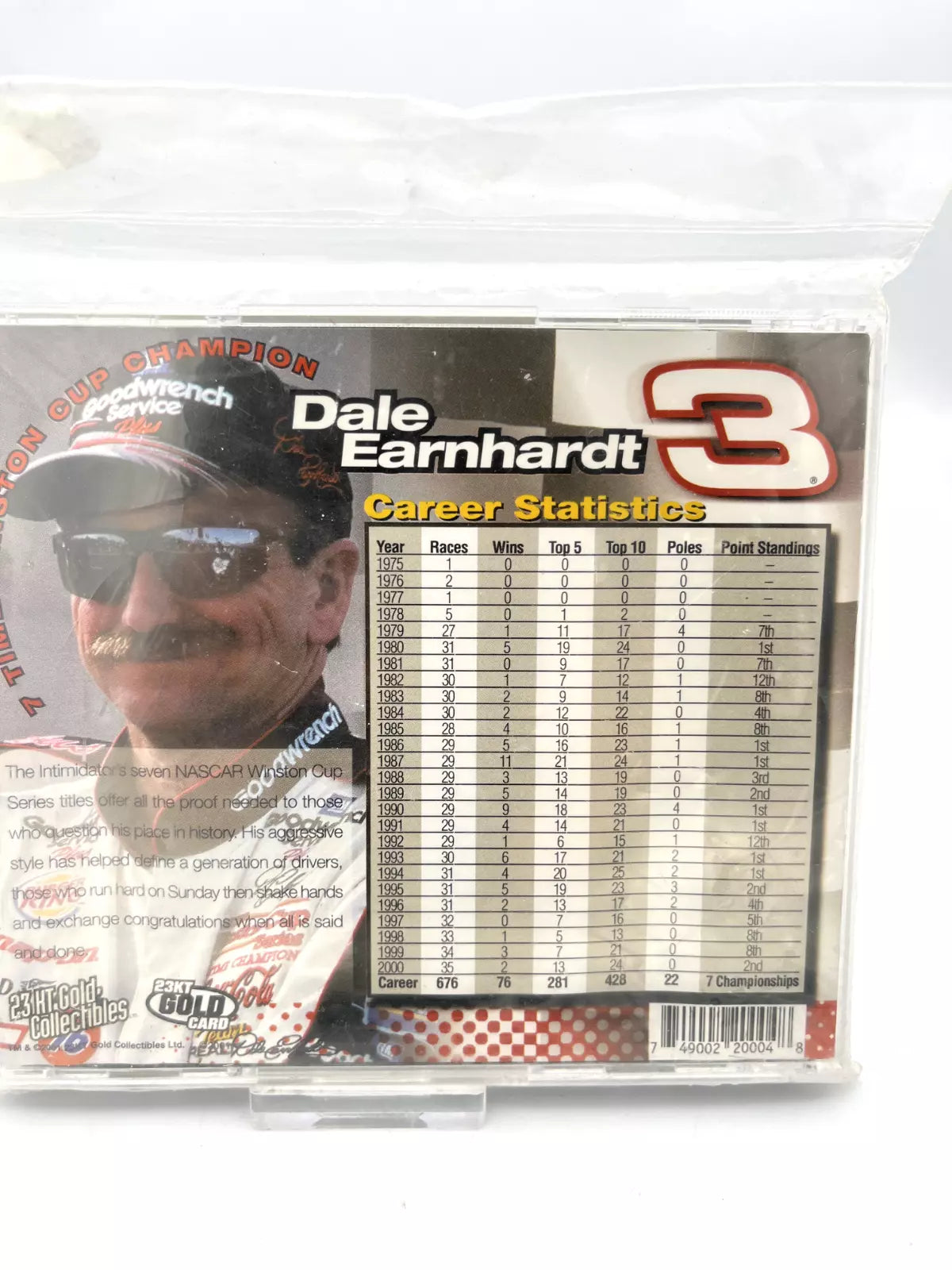 Dale Earnhardt Lot 23kt Gold Trading Card Sealed In Original CD Case