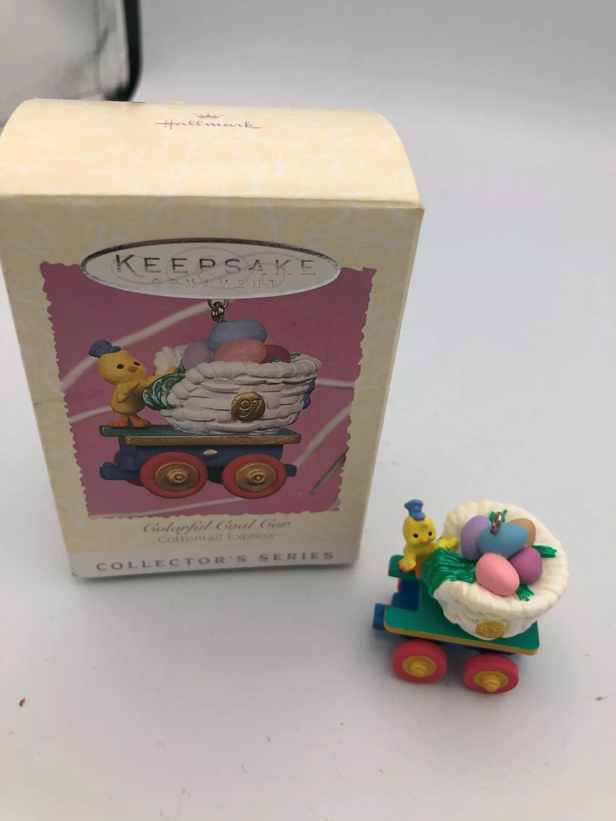 '97 Hallmark Keepsake Ornament Easter COLORFUL COAL CAR Cottontail Express~t4086