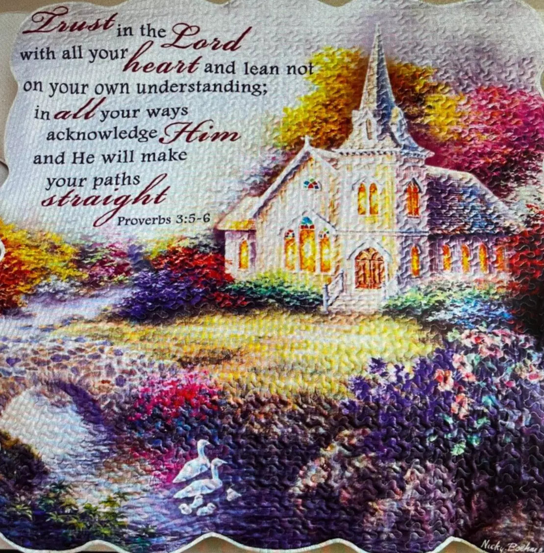 Trust in the Lord Quilted Throw 60" X 50"