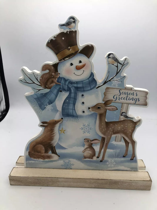 Snowman & Deer Season's Greeting Stand up