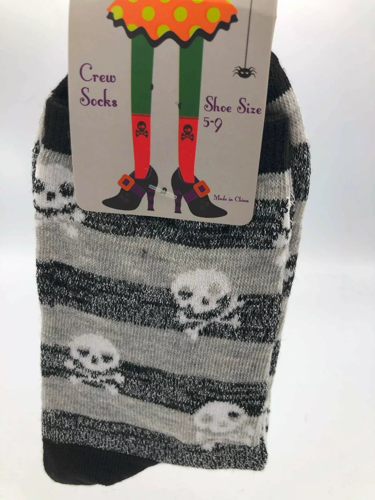 Halloween No Show & Crew Socks Size 9-11