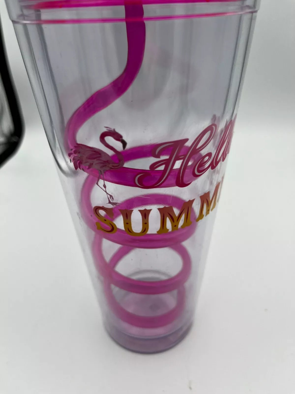 "Hello Summer"  Plastic Tumbler Cup With Sprial Silly Straw 24oz