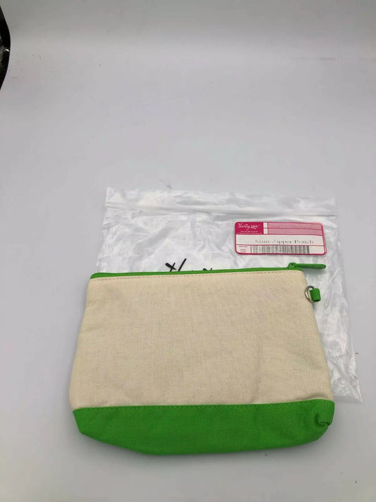 Thirty One Mini Zipper Pouch - Green & White