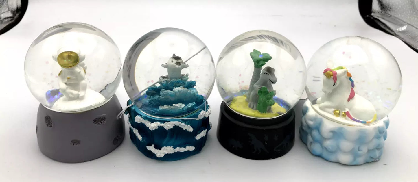 3.5" Glitter Snow Globe (Dinosaur, Panda Bear, Astronaut, Unicorn, Dolphin)