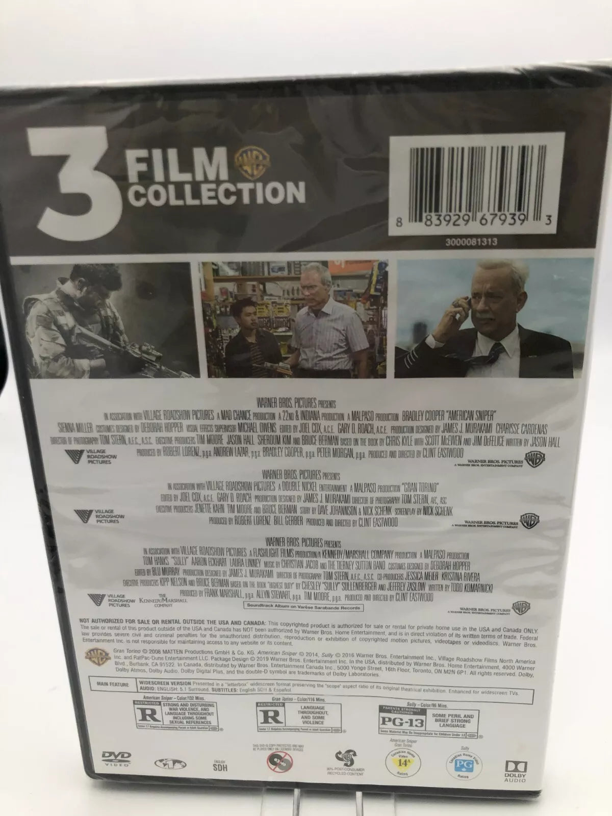 3 Film Collection: American Sniper / Gran Torino / Sully DVD New Sealed