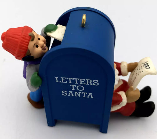 Hallmark Christmas Ornament Santa Mail Letter to Santa 1997 Mailbox Child