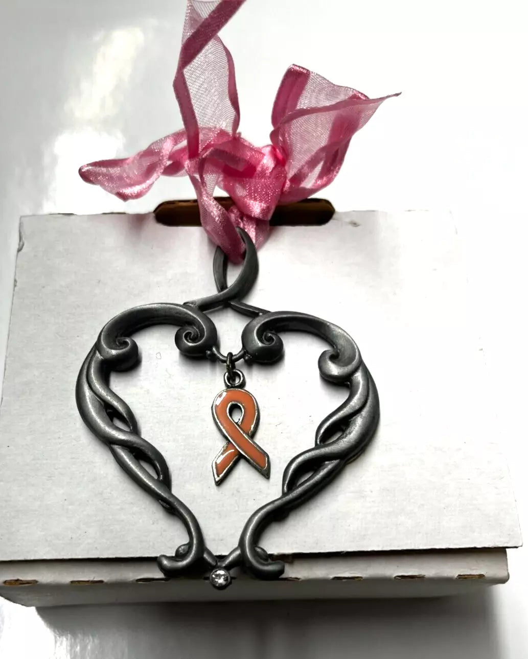 Breast Cancer Awareness Pink Ribbon Ornament Support Strength