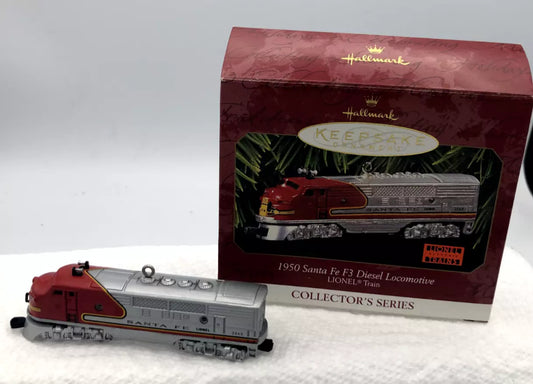 1997 Hallmark Keepsake Ornament 1950 Santa Fe F3 Diesel Locomotive Lionel Train