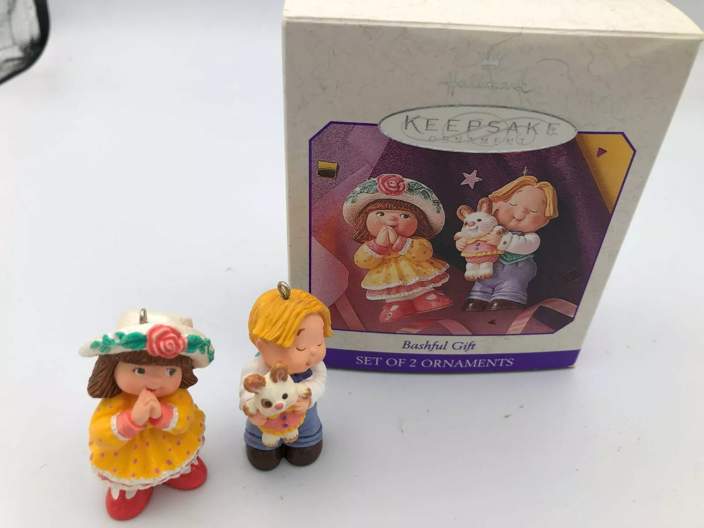 VTG HALLMARK Keepsake 1998 BASHFUL GIFT SET OF 2 CHRISTMAS ORNAMENT