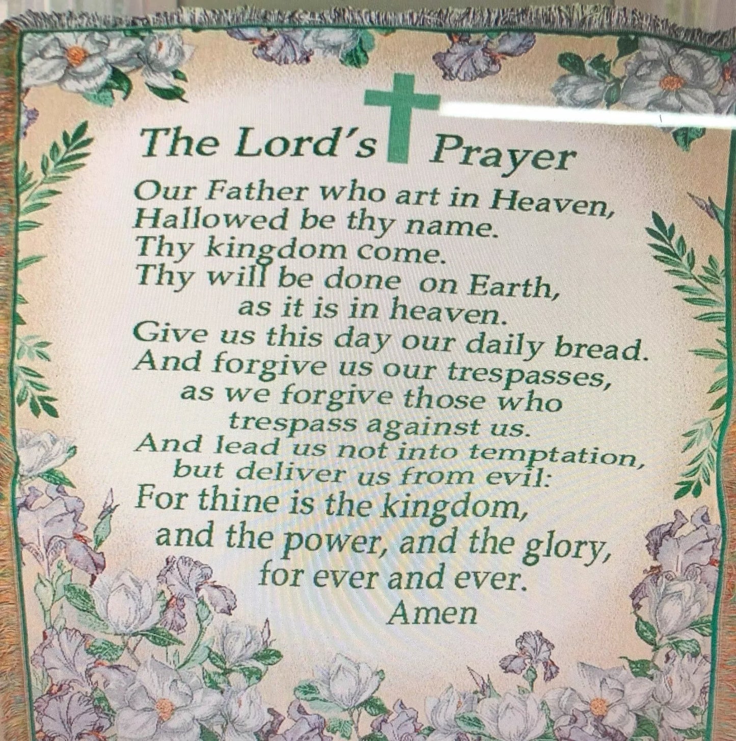 The Lords Prayer Sentimental Floral Tapestry Throw Blanket