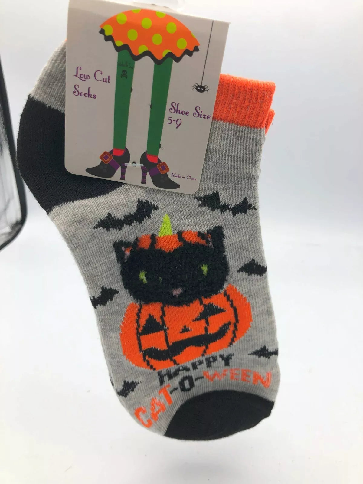 Halloween No Show & Crew Socks Size 9-11