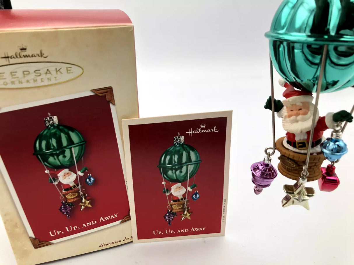 2002 Hallmark Keepsake Ornament Up, Up, and Away Santa In Hot Air Balloon