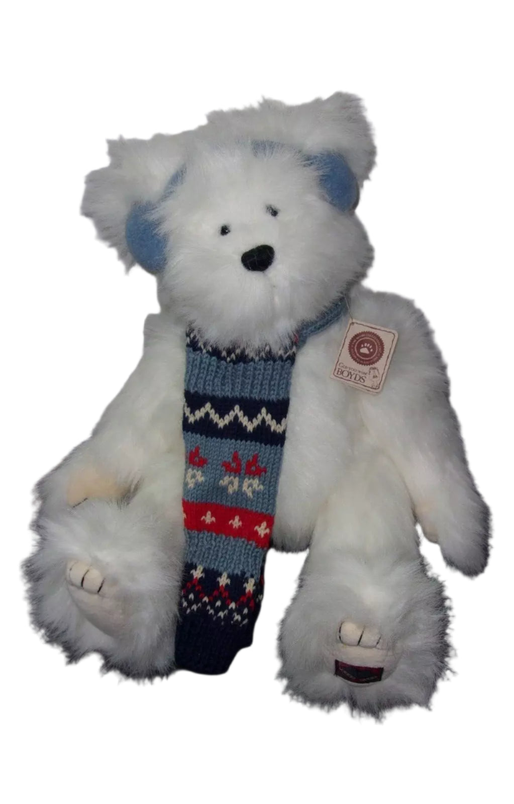 Boyds Bears Snow Bear 1990 W/ tags 11" tall Christmas Winter Plush Posable