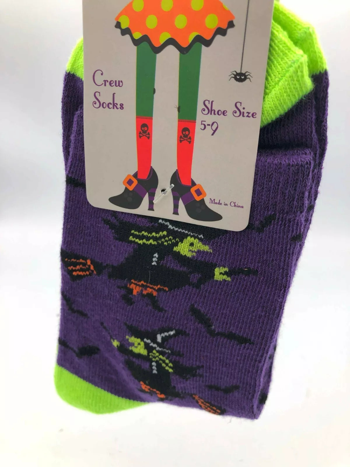 Halloween No Show & Crew Socks Size 9-11