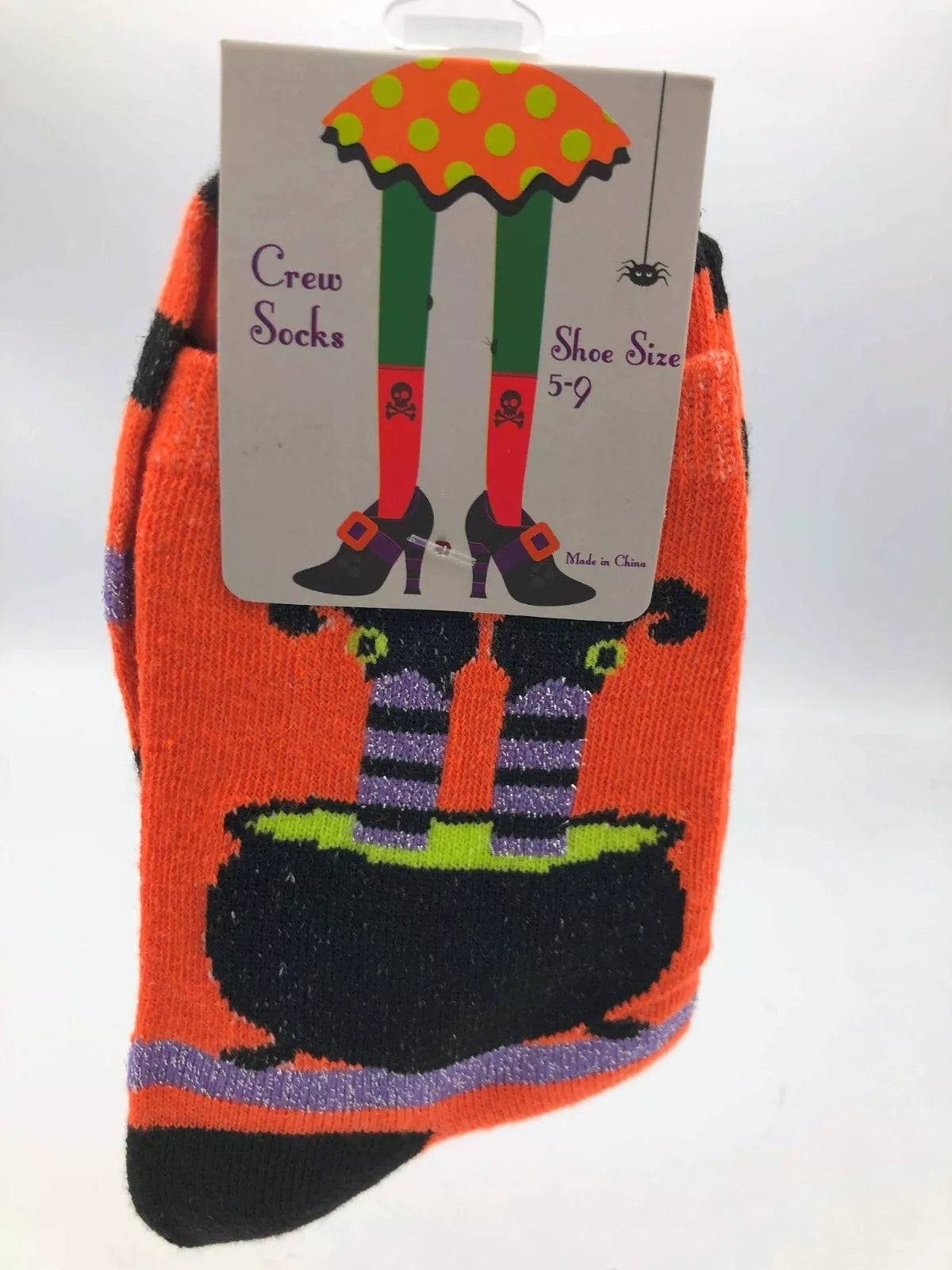 Halloween No Show & Crew Socks Size 9-11