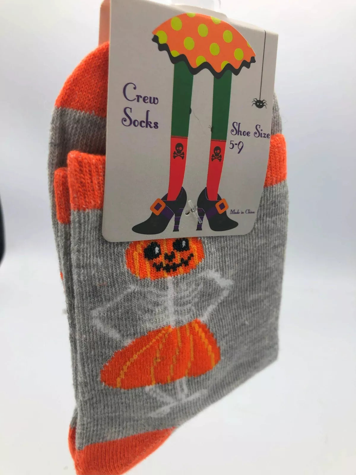 Halloween No Show & Crew Socks Size 9-11