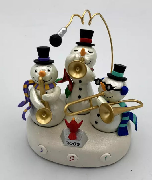 Hallmark Snowman Band Christmas Magic Ornament Lights & Sound Works (Tested)