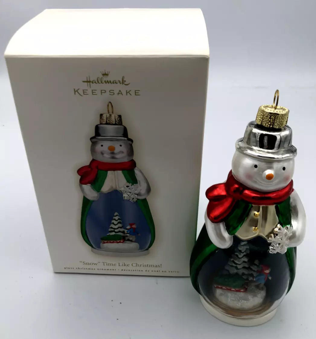 Hallmark Keepsake Ornament Snow Time Like Christmas Snowman Glass Skater Tree