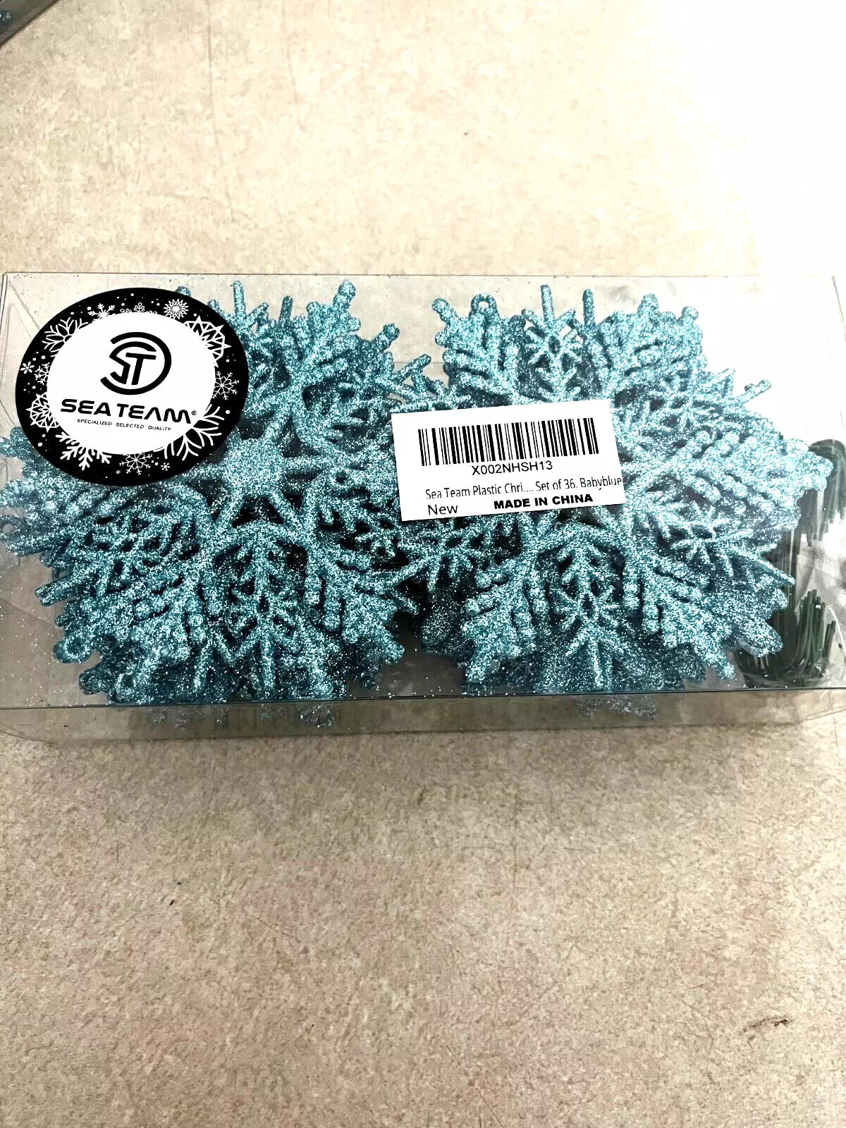 Blue Snowflakes -  Sea Team Plastic Christmas 4"  (36 total)