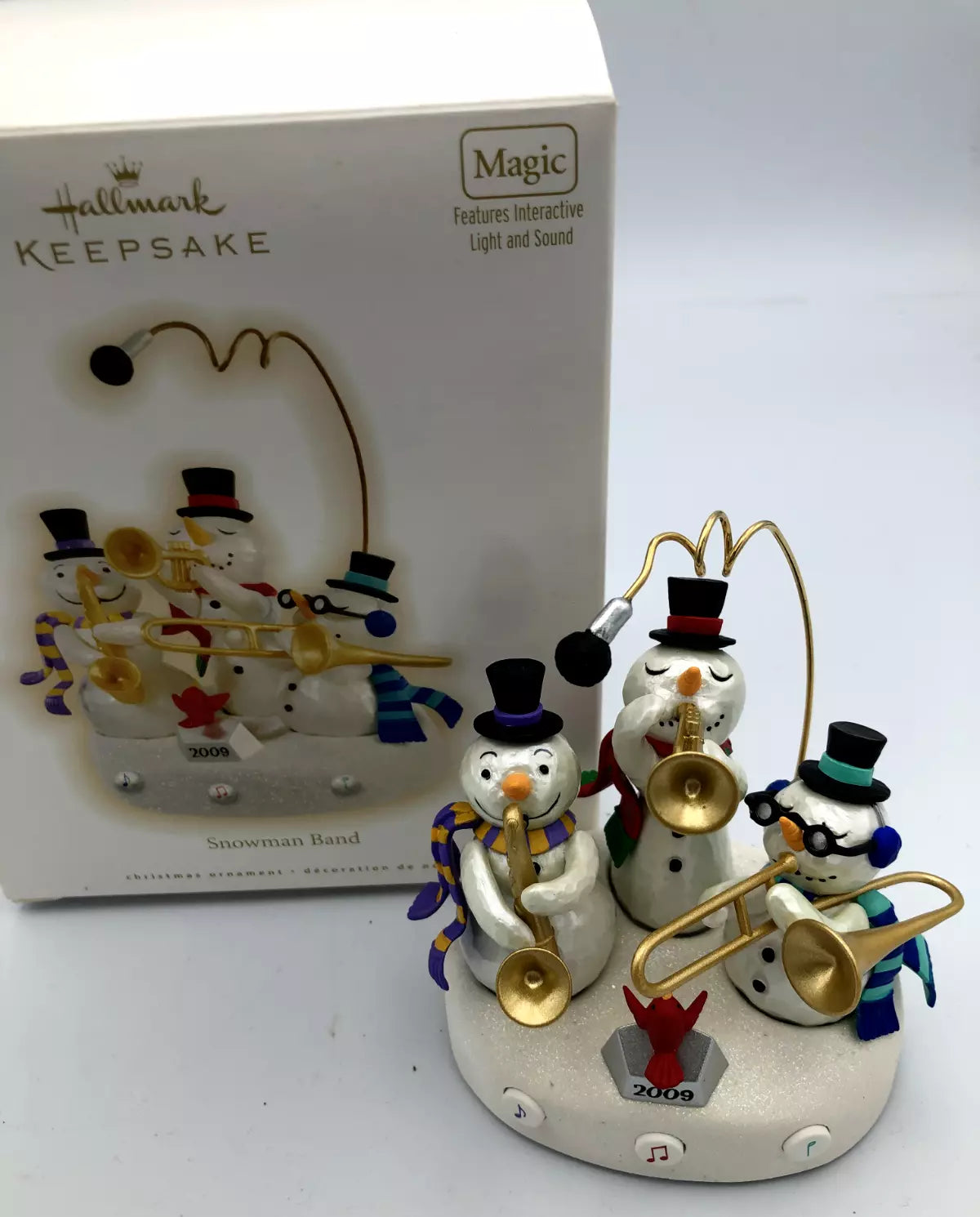 Hallmark Snowman Band Christmas Magic Ornament Lights & Sound Works (Tested)