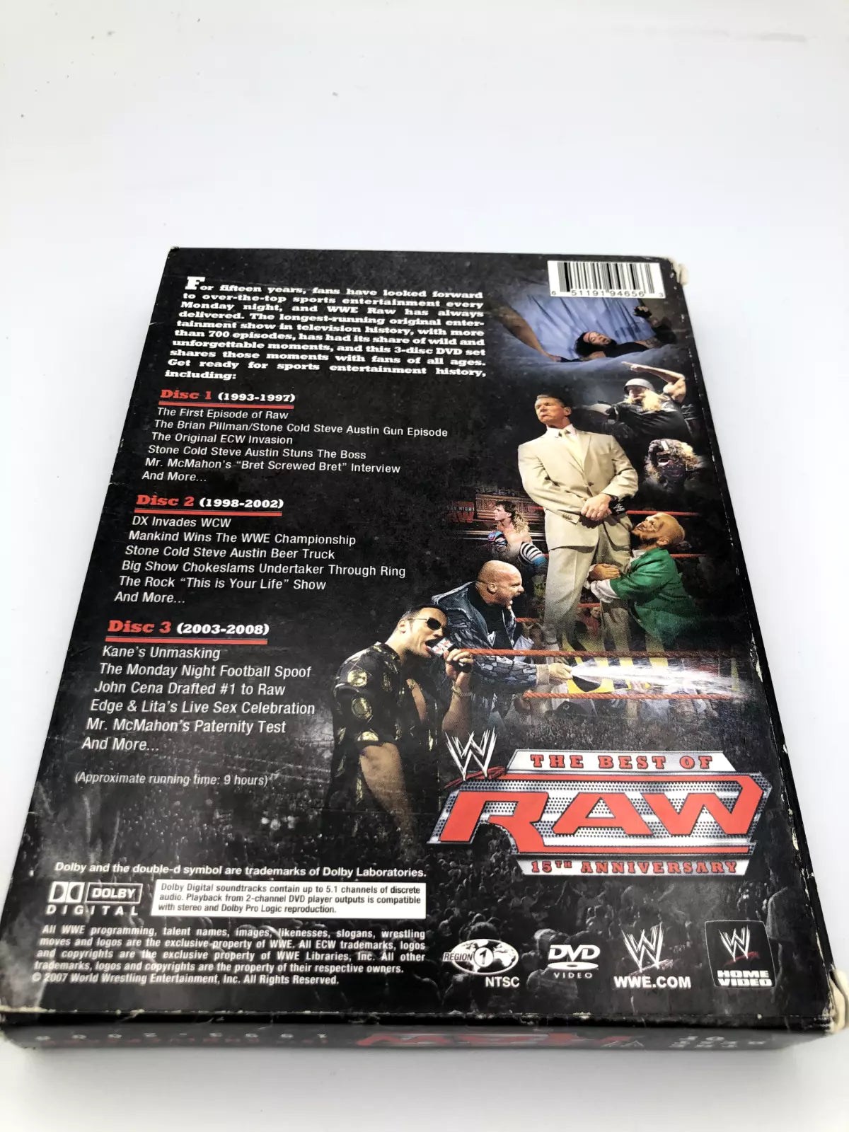 WWE - Raw 15th Anniversary (DVD, 2007, 3-Disc Set) Like New