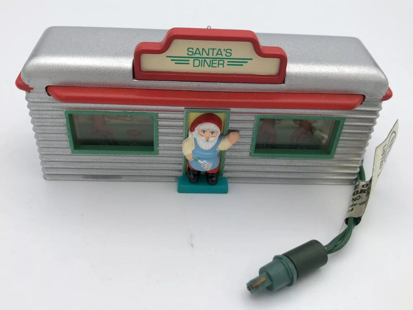 1995 Hallmark SANTA's DINER Light Magic Keepsake Ornament Works (Tested)