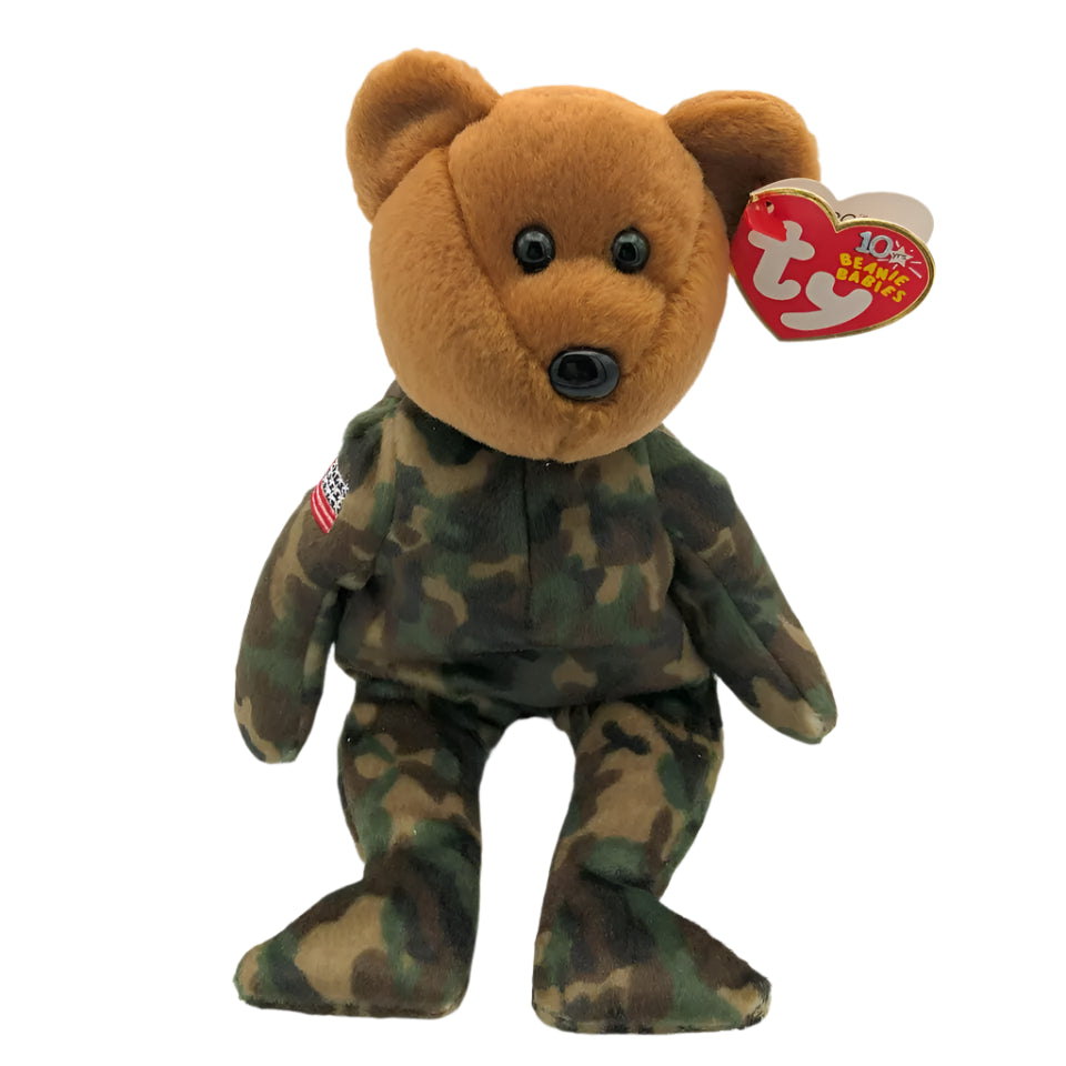 "HERO" Ty Beanie Military Brown Bear Camouflage 8" plush