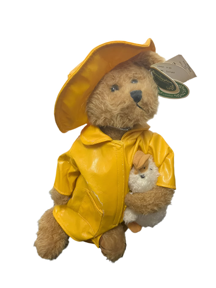 Bearington Collection 13” Donald Rainy Day Bear W/Duck Raincoat