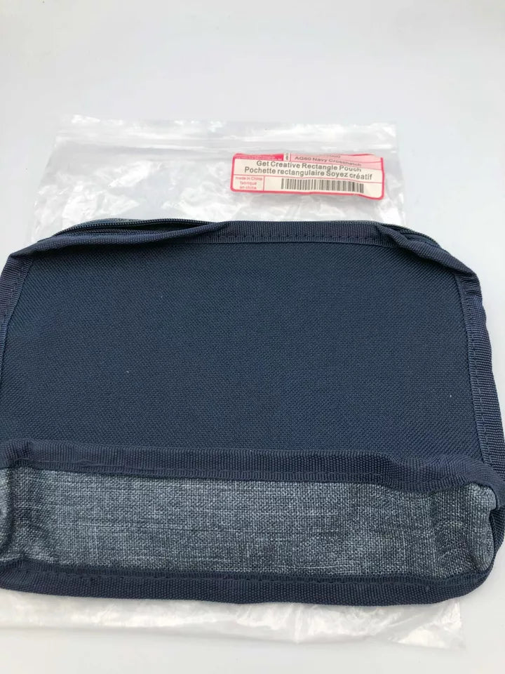 Thirty-one Get Creative Rectangle Pouch Navy Crosshatch