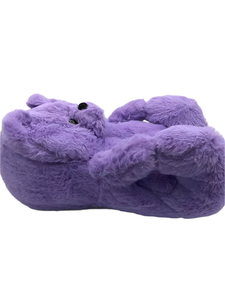 Alayger Women's Plush Cozy Teddy Bear Slippers - Purple Color -Soft Anti-Slip