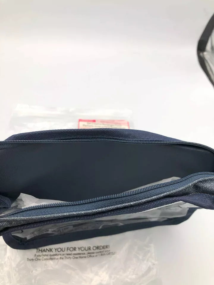 Thirty-one Get Creative Rectangle Pouch Navy Crosshatch