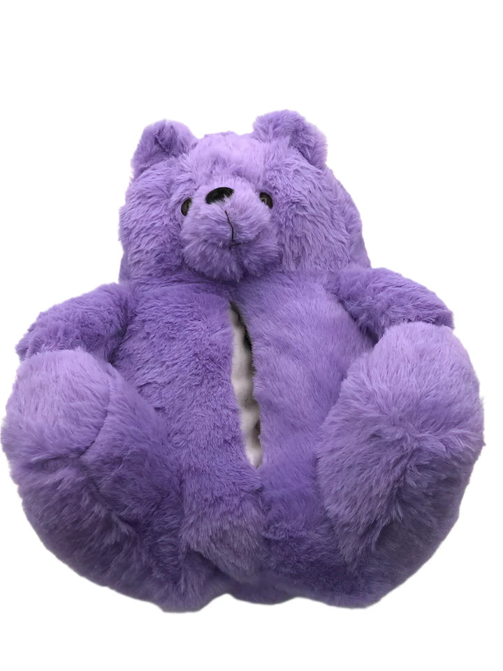 Alayger Women's Plush Cozy Teddy Bear Slippers - Purple Color -Soft Anti-Slip