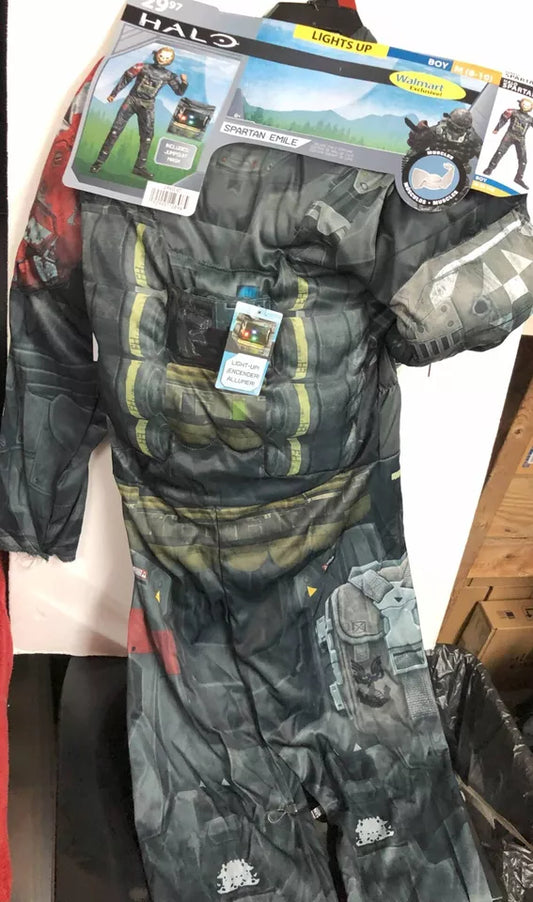 Halo SPARTAN EMILE Halloween Costume LIGHTS UP Boys Medium 8-10 NEEDS BATTERIES