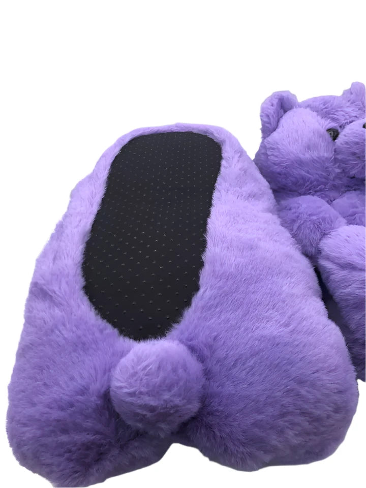 Alayger Women's Plush Cozy Teddy Bear Slippers - Purple Color -Soft Anti-Slip